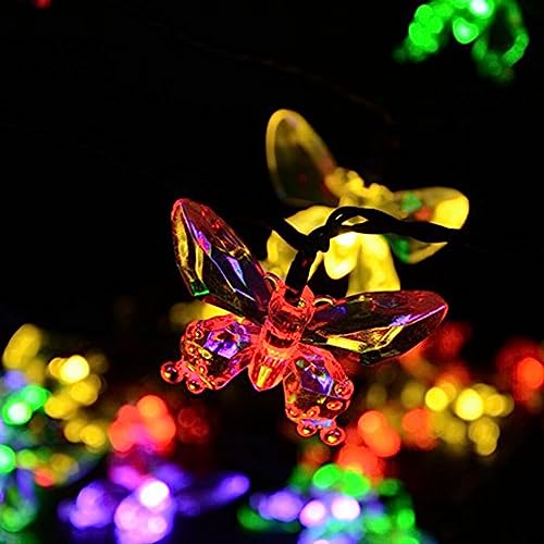 LEDMomo Solar-LED-Lichterkette mit Schmetterlingen, wasserdicht, 20 LEDs, für den Außenbereich, 4,5 m, mehrfarbiges Licht LEDMomo Solar-LED-Lichterkette mit Schmetterlingen, wasserdicht, 20 LEDs, für den Außenbereich, 4,5 m, mehrfarbiges Licht von LEDMOMO