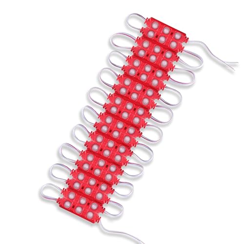 LEDSone 12 V rotes Injektions-LED-Modul, wasserdicht, dekorative Hintergrundbeleuchtung für Werbeschilder mit selbstklebender Rückseite (50er-Pack) von LEDSone