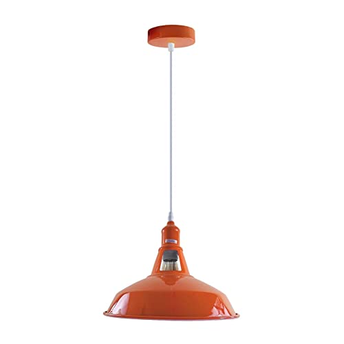 LEDSone Industrieller Vintage-Lampenschirm zum Aufhängen, verstellbare Lampen, Metall, Retro-Loft-Lampenschirm (Orange) von LEDSone
