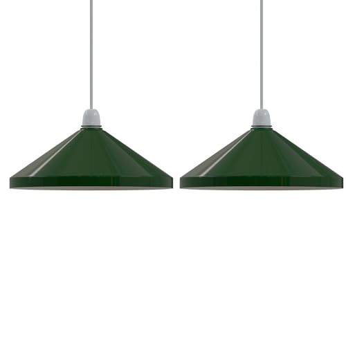 LEDSone Kegelförmiger Lampenschirm, einfache Passform für Wohnzimmer, Schlafzimmer, Küche, Esszimmer, Café und Restaurant (2, Dunkelgrün) von LEDSone