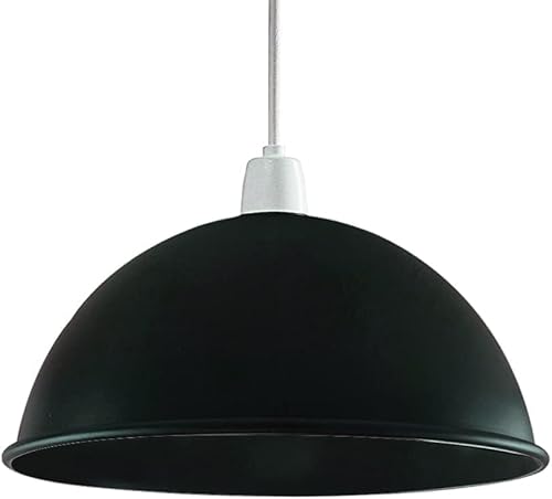 LEDSone Lampenschirm aus Metall, einfache Montage, Retro-Industrie-Deckenbeleuchtung, Hängelampenschirm (grau 30cm) (Schwarz) von LEDSone