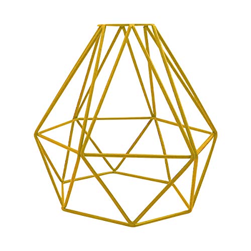 LEDSone Moderne geometrische Diamant-Hängelampe, Deckenleuchte, Lampenschirm aus Metalldrahtkäfig, Lampenschirm für Wohnzimmer, Restaurants (Gelb) von LEDSone