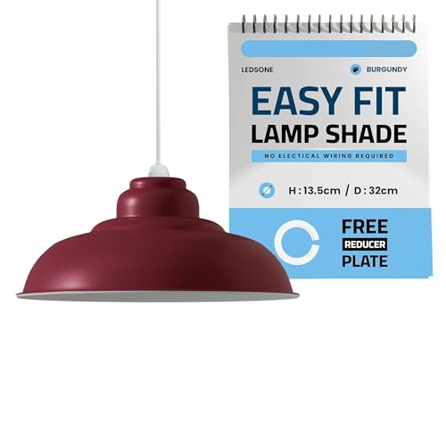 LEDSone Retro Industrial Pendelleuchte Bar 32cm Lampenschirm Pendelleuchten Deckenlampe Moderner Lampenschirm aus Metall für den gesamten Innenbereich in Metallschirmen (Burgand, pack 1) von LEDSone