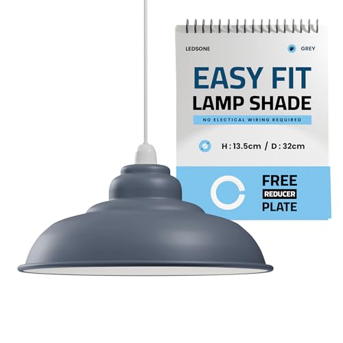 LEDSone Retro Industrial Pendelleuchte Bar 32cm Lampenschirm Pendelleuchten Deckenlampe Moderner Lampenschirm aus Metall für den gesamten Innenbereich in Metallschirmen (Grau, pack 1) von LEDSone