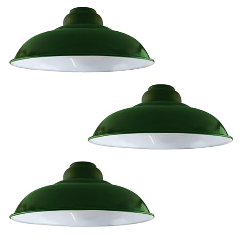 LEDSone Retro Industrial Pendelleuchte Bar 32cm Lampenschirm Pendelleuchten Deckenlampe Moderner Lampenschirm aus Metall für den gesamten Innenbereich in Metallschirmen (Grün, Pack 3) von LEDSone