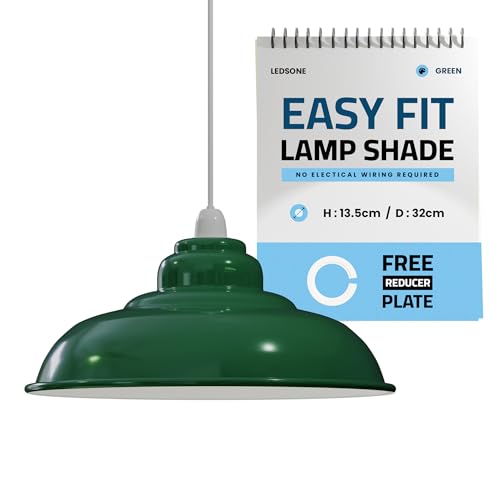 LEDSone Retro Industrial Pendelleuchte Bar 32cm Lampenschirm Pendelleuchten Deckenlampe Moderner Lampenschirm aus Metall für den gesamten Innenbereich in Metallschirmen (Grün, pack 1) von LEDSone