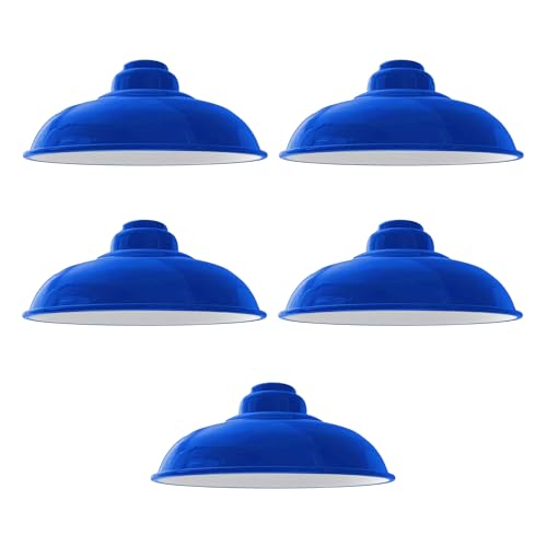 LEDSone Retro Industrial Pendelleuchte Bar 32cm Lampenschirm Pendelleuchten Deckenlampe Moderner Lampenschirm aus Metall für den gesamten Innenbereich in Metallschirmen (Navy blau, Pack 5) von LEDSone