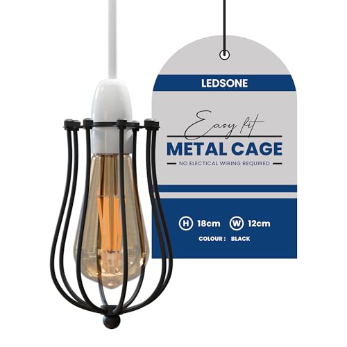 Lampenschirm Drahtkäfig Kronleuchter Industrielle Vintage Kronleuchter Lampenschirm Wandlampe Deckenlampe Set für Hotel Shop Output Szene (Ballon Form Schwarz A) (Schwarz) von LEDSone