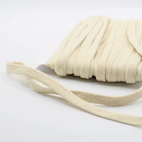 LEDUC Flaches Baumwollseil, geflochten, 10 Farben erhältlich, 1 cm, 20 m, für Nähen, Sweatshirt, Trainingsanzug, Schwarz (A) von LEDUC