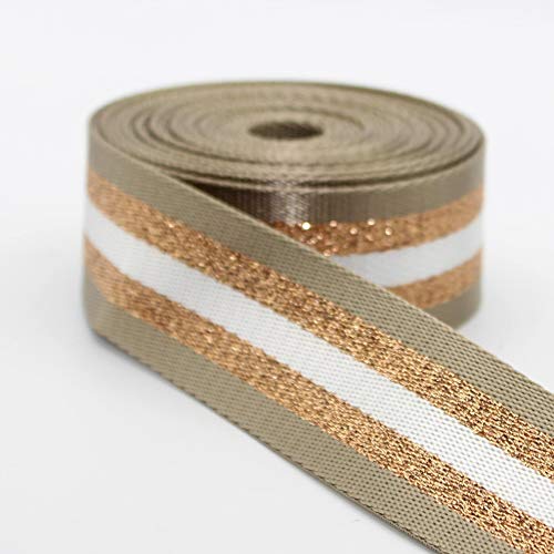 LEDUC 5 m Gurtband, gestreift, glänzend, goldfarben, silberfarben, metallisch, Lurex, 38 mm, Beige, Gold (Kragen 09) von LEDUC