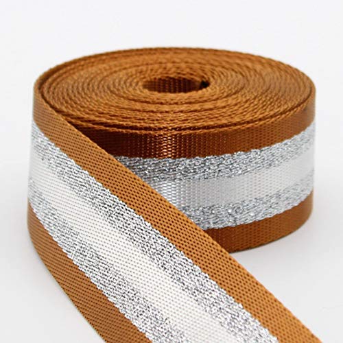 LEDUC Lurex Gurt, 65% Polyester, 35% Baumwolle, Braun-Silber (Kragen 07A), 5m x 38mm von ACCESSOIRES LEDUC