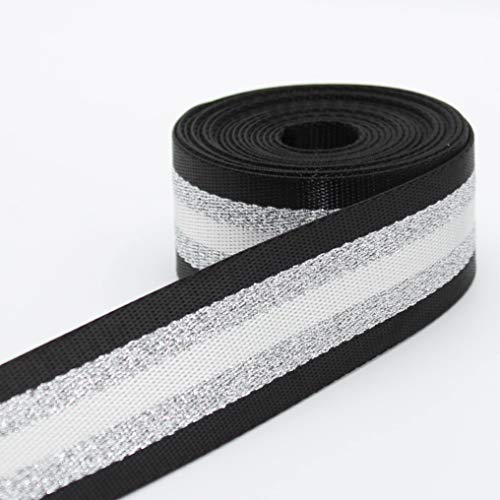 LEDUC Lurex Gurtband, 65% Polyester, 35% Baumwolle, Schwarz, Silber (Kragen 02A), 5m x 38mm von ACCESSOIRES LEDUC