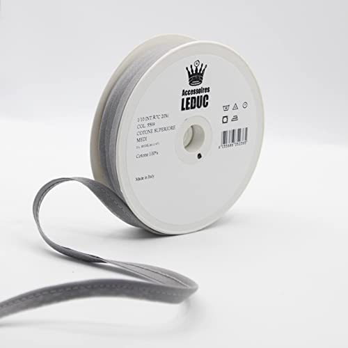 Leduc 20 m paspelband Baumwolle – 30 Farben – zum Nähen von 10 mm (8+2) – Qualität Italien Mausgrau 5599 von ACCESSOIRES LEDUC