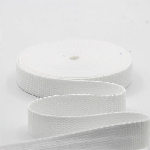Leduc 3 Meter Gurt aus Baumwolle, für Gepäck, Griff, Tasche, Gürtel, Gurt, Geschirr, Rucksack, Lederwaren, hohe Qualität, Weiß (34), 2,5 cm von LEDUC