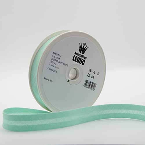 Leduc Baumwollband, 20 m, 30 Farben, für Näharbeiten, 2-lagig, 8/20 / 8 mm Mint 5562 von LEDUC