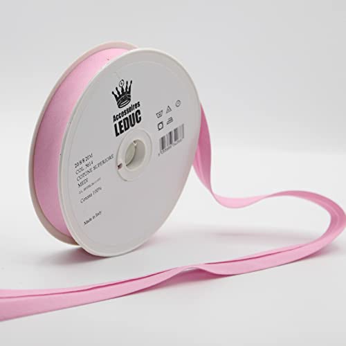 Leduc Schrägband, Baumwolle, 20 m, 30 Farben, für Doppelfalten, 8 + 20 + 8 mm, Qualität Italien, Pink 5614 von LEDUC