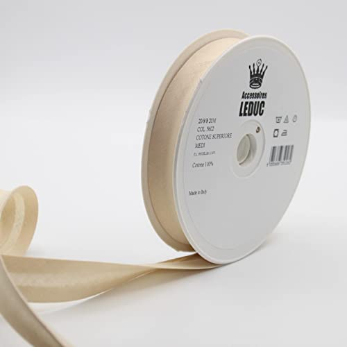 Leduc Schrägband, Baumwolle, 20 m, 30 verschiedene Farben – zum Nähen, doppelt gefaltet, 8 + 20 + 8 mm, italienische Qualität, Beige 5602 Leduc Schrägband, Baumwolle, 20 m, 30 verschiedene Farben – zum Nähen, doppelt gefaltet, 8 + 20 + 8 mm, italienische Qualität, Beige 5602 von ACCESSOIRES LEDUC