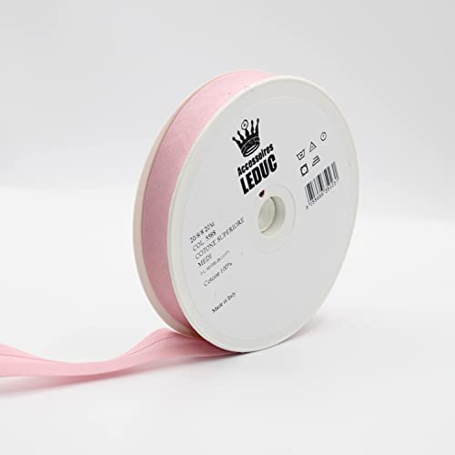 Leduc Schrägband, Baumwolle, 20 m, 30 Farben, für Doppelnähte, 8 + 20 + 8 mm, italienische Qualität, Pink 5588 von LEDUC