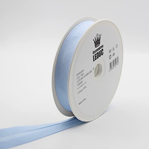 Leduc Schrägband, Baumwolle, 20 m, 30 Farben, für Doppelnähte, 8 + 20 + 8 mm, italienische Qualität, Skyblue 5525 von LEDUC