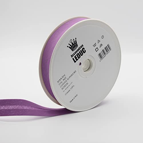 Leduc Schrägband, Baumwolle, 20 m, 30 Farben, für Doppelnähte, 8 + 20 + 8 mm, italienische Qualität, Violett 5622 von LEDUC