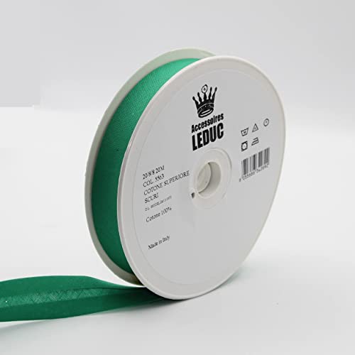 Leduc Schrägband, Baumwolle, 20 m, 30 Farben – für Doppelfalten, 8 + 20 + 8 mm, Qualität Italien, Grün 5563 von LEDUC