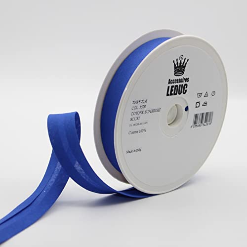 Leduc Schrägband, Baumwolle, 20 m, 30 Farben, für Doppelnähte, 8 + 20 + 8 mm, italienische Qualität, Royal Blue 5528 von LEDUC