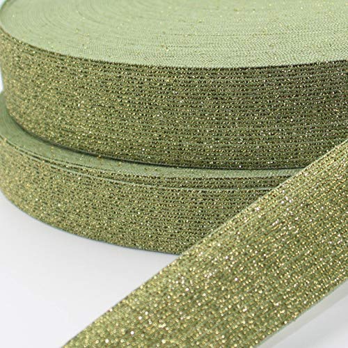 Lurex M03, elastisch, glänzend, bunt, 25 mm, Grün, 5 m von LEDUC