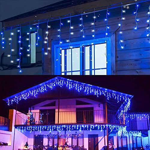 LEDYA 4,5m Eisregen Lichterkette Außen, Weihnachtsbaum Eiszapfen mit Stecker, IP44 Wasserdicht, 8 Modi,Lichtervorhang Aussen Innen Deko für Fenster, Garten, Balkon Blua und Kaltweiße Inner LEDYA 4,5m Eisregen Lichterkette Außen, Weihnachtsbaum Eiszapfen mit Stecker, IP44 Wasserdicht, 8 Modi,Lichtervorhang Aussen Innen Deko für Fenster, Garten, Balkon Blua und Kaltweiße Inner von LEDYA