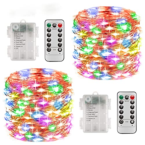 LEDYA Outdoor Lichterkette Kinderzimmer Mädchen, 2 Stück Bunt 10M 100LEDs Balkon Batterie Timer für Innen, Außen, Zimmer, Garten, Hochzeit, Party, Camping, Weihnachten, Foto, Flaschen LEDYA Outdoor Lichterkette Kinderzimmer Mädchen, 2 Stück Bunt 10M 100LEDs Balkon Batterie Timer für Innen, Außen, Zimmer, Garten, Hochzeit, Party, Camping, Weihnachten, Foto, Flaschen von LEDYA