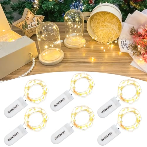 LEECOCO 6 Stück 2m 20 Led lichterkette mit batterie,fur Weihnachten, Hochzeitsdekoration (6 Stück Warmweiß von LEECOCO