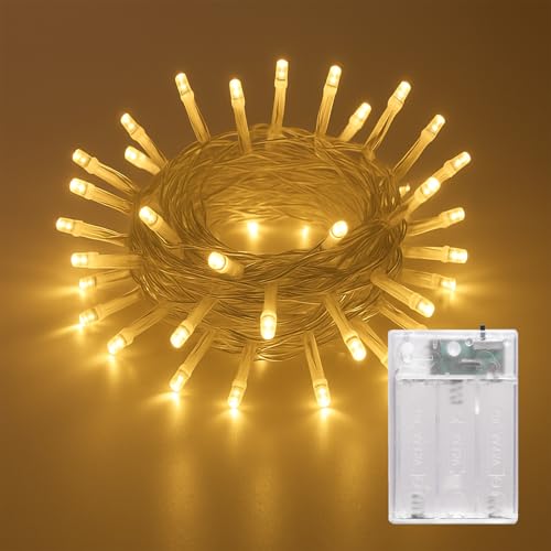 LEECOCO LED Lichterkette Batteriebetrieben, Warmweiß,Weihnachtsbeleuchtung, Hochzeitsdeko, Party, Terrasse, Baumdekoration, Halloween, Schlafzimmer (1 Stück 10m 100LEDs Warmweiß (Timer)) von LEECOCO