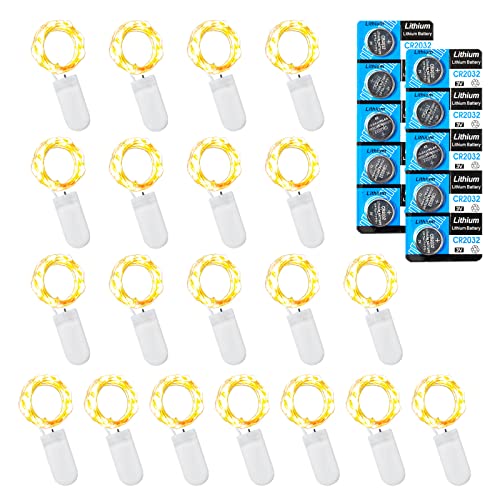 LEECOCO 1M LED Lichterkette mit Batterie, Warmweiß, Hohe Helligkeit, Dekorative Lichter für Weihnachten, Party & Hochzeit, Energiesparend & Flexibel (20 Pack 1M 10 LEDs, Warmweiß) von LEECOCO