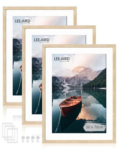 LEEJARD 3er Bilderrahmen 50x70cm, Oak Holz Fotorahmen Holzrahmen Mit Bruchsicherem Plexi-Glas Zum Senkrechten Oder Waagerechten, Portraitrahmen Mit Nahtloser Haken für Wandbehänge LEEJARD 3er Bilderrahmen 50x70cm, Oak Holz Fotorahmen Holzrahmen Mit Bruchsicherem Plexi-Glas Zum Senkrechten Oder Waagerechten, Portraitrahmen Mit Nahtloser Haken für Wandbehänge von LEEJARD