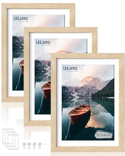 LEEJARD 3er Bilderrahmen DIN A3, Oak Holz Fotorahmen Holzrahmen Mit Bruchsicherem Plexi-Glas Zum Senkrechten Oder Waagerechten, Portraitrahmen Mit Nahtloser Haken für Wandbehänge LEEJARD 3er Bilderrahmen DIN A3, Oak Holz Fotorahmen Holzrahmen Mit Bruchsicherem Plexi-Glas Zum Senkrechten Oder Waagerechten, Portraitrahmen Mit Nahtloser Haken für Wandbehänge von LEEJARD