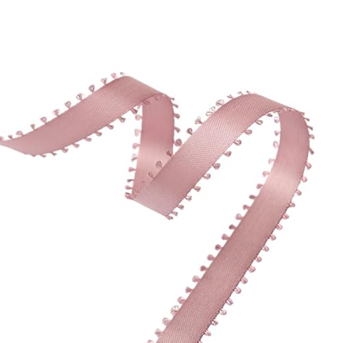 1 Rolle doppelseitiges Satinband mit Picot-Rand, Kunst und Nähen für Valentinstag, Hochzeit, Geburtstag, Geschenkverpackung und Party-Dekoration (Farbe Bohnenpaste) von LEEMASING
