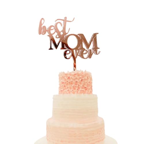 10 Stück "Best Mom Ever" Acryl-Kuchenaufsätze für Happy Mothers Day Birthday Party Supplies (Roségold) von LEEMASING
