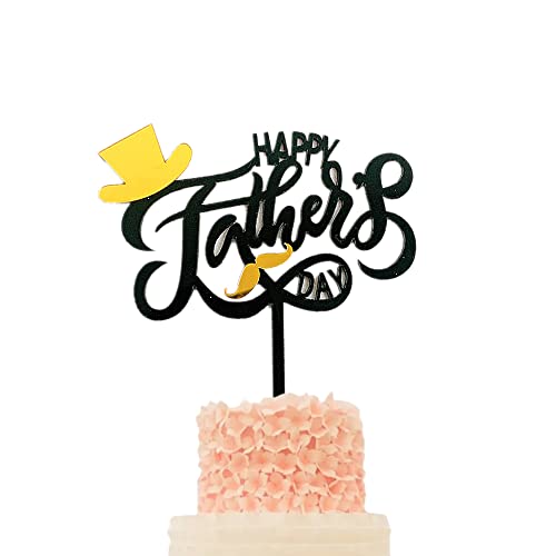 10 Stück Happy Father's Day Schwarz Gold Acryl Kuchendekoration Neue Party Kuchen für Geburtstag Kuchen Dekoration Papa Party Supplies von LEEMASING