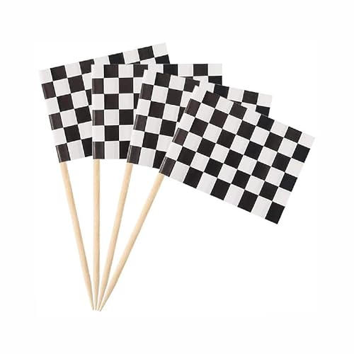 100 Stück karierte Rennflaggen-Zahnstocher, Mini-Flaggen, Cupcake-Topper für Babyparty, Geburtstag, Weihnachten, Party, Kuchendekorationen 100 Stück karierte Rennflaggen-Zahnstocher, Mini-Flaggen, Cupcake-Topper für Babyparty, Geburtstag, Weihnachten, Party, Kuchendekorationen von LEEMASING