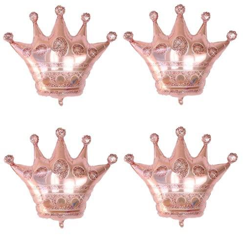 4 Stück Folienballons Riesige große Krone Mädchen Prinzessin Kinder Geburtstag Party Dekor für Geburtstag Hochzeit Halloween Weihnachten Party Dekorationen (Roségold) von LEEMASING
