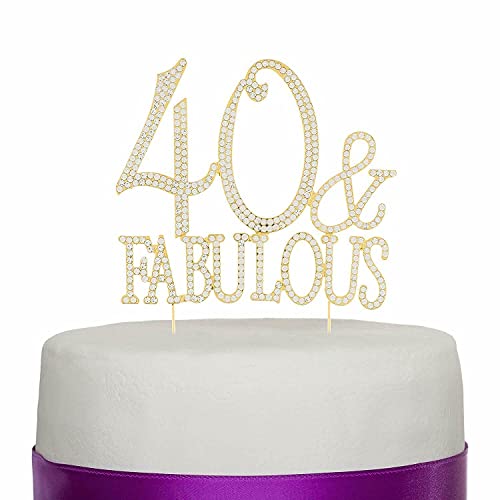 40 & Fabulous Strass Kuchen Topper 40. Geburtstag Party Dekoration für Geburtstag Party Supplies Gold von LEEMASING