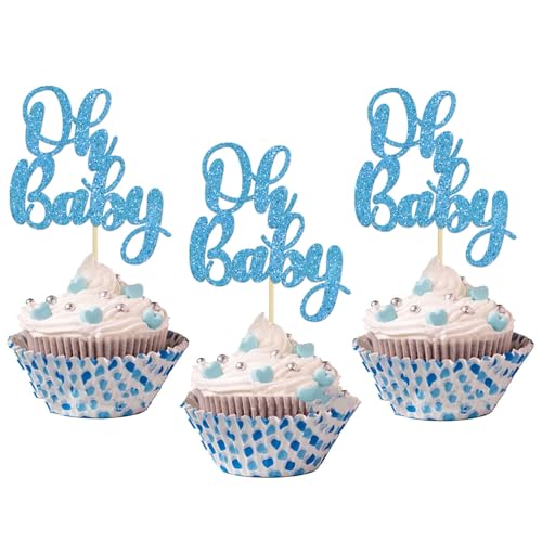 Cupcake-Topper für Babyparty/Geburtstagsparty, Blau, 24 Stück Cupcake-Topper für Babyparty/Geburtstagsparty, Blau, 24 Stück von LEEMASING