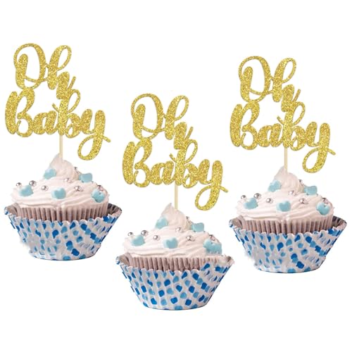 Cupcake-Topper für Babyparty/Geburtstagsparty, goldfarben, 24 Stück Cupcake-Topper für Babyparty/Geburtstagsparty, goldfarben, 24 Stück von LEEMASING