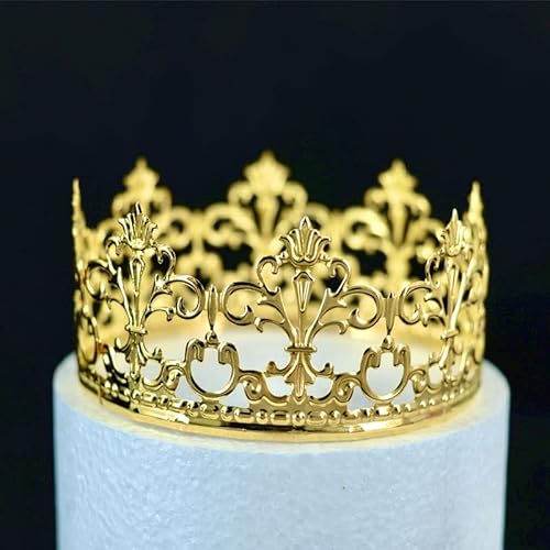Vintage Prinzessin Krone Kuchen Topper Dekoration für Jungen Mädchen Kuchen Dekorationen für Hochzeit (Gold) von LEEMASING