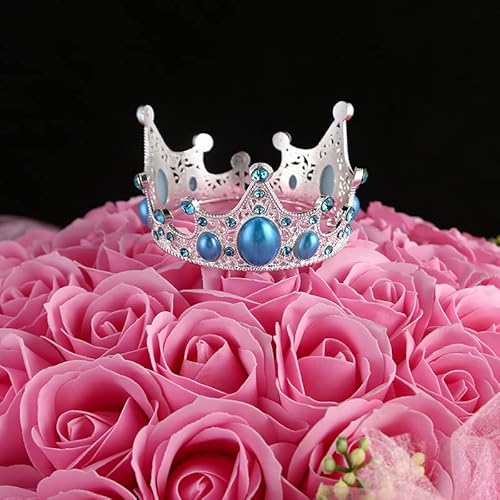 Krone Tortenaufsatz Tiara Strass Perle Haar Ornament für Hochzeit Geburtstag Party Baby Shower Kuchen Dekorationen Blau von LEEMASING
