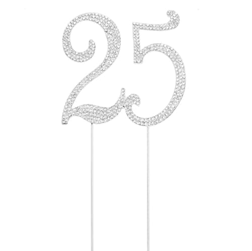 Zahl 25 Strass Geburtstag Kuchen Topper Zahl Pick Dekoration für Hochzeit Party Brautdusche Kuchen Dekoration Silber Zahl 25 Strass Geburtstag Kuchen Topper Zahl Pick Dekoration für Hochzeit Party Brautdusche Kuchen Dekoration Silber von LEEMASING
