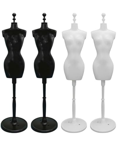 LEEQ 4pcs Schneiderpuppe Weibliche, Puppenkleid Form Schneiderbüste Damenbüste Schaufensterpuppe Puppenkleid Displayhalter Mannequin Modell Puppenständer für DIY Puppenhaus Deko von LEEQ