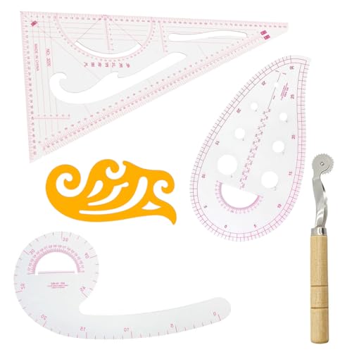LEEQ 6pcs Schneider Lineal Set - Kleidung Kunststoff Lineal Set, Französisches Metrisches Lineal Set, Schneiderei Schneidlineal, 6 Spezifikationen, zum Nähen und Schneiden von Stoff von LEEQ