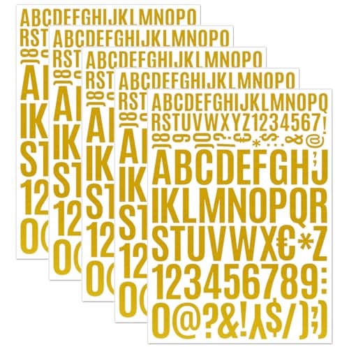 LEEQ Buchstaben aufkleber - 5 PCS Klebebuchstaben aufkleber Glitzer Klebe Alphabet Selbstklebend Alphabet-aufkleber Fun Stickers für Tassen Scrapbooking Schilder Grußkarten Tagebuch Basteln(Gold) von LEEQ