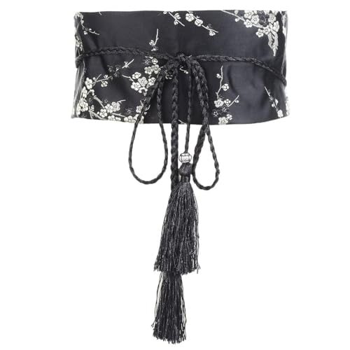 LEEQ Damen gürtel - Kimono Obi Gürtel, Breiter Bundesbund Japanischer Stickbänder Taillengürtel mit Quasten Vintage Print Hanfu Yukata Selbstgewebegürtel Obi Sash Yukata Cosplay Accessoires LEEQ Damen gürtel - Kimono Obi Gürtel, Breiter Bundesbund Japanischer Stickbänder Taillengürtel mit Quasten Vintage Print Hanfu Yukata Selbstgewebegürtel Obi Sash Yukata Cosplay Accessoires von LEEQ