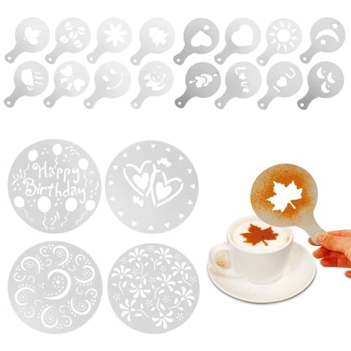 LEEQ Set de Geburtstag Dekorieren Schablone - 20 pcs Kaffee Schablonen, Schablone Mehlstreuer, Kuchen Blumenspray Schablonen, Arten Blume Herz Spray Schablonen, Kuchendekoschablonen LEEQ Set de Geburtstag Dekorieren Schablone - 20 pcs Kaffee Schablonen, Schablone Mehlstreuer, Kuchen Blumenspray Schablonen, Arten Blume Herz Spray Schablonen, Kuchendekoschablonen von LEEQ